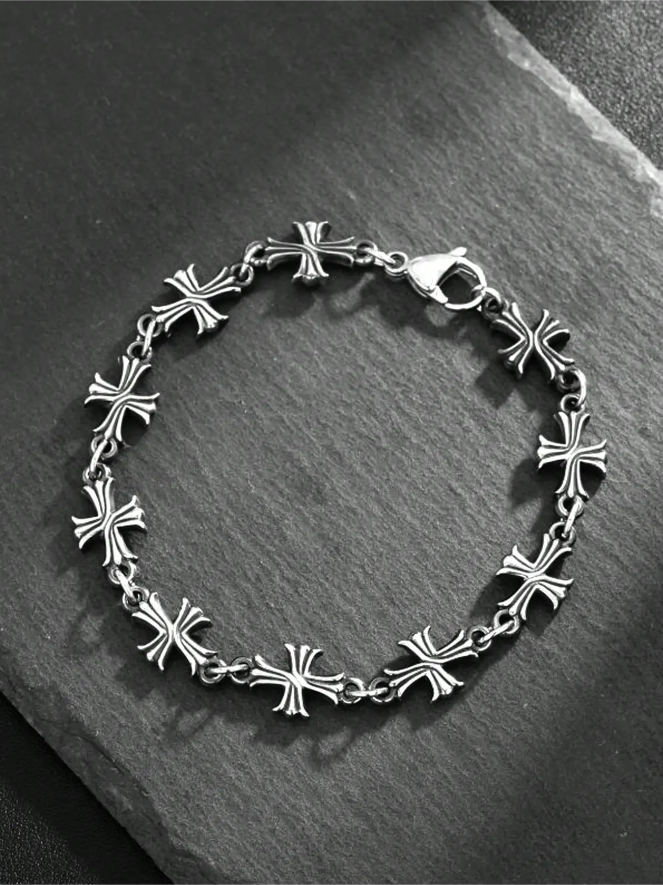 1pc Men's Punk Style Cross Vintage Bracelet, New Fashion High Quality Daily Wear, Suitable For Birthday, Engagement Gifts