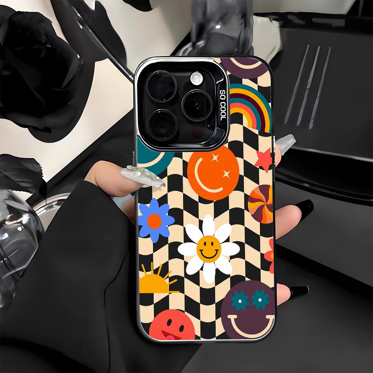 Creative Checkered Pattern Shockproof Phone Case for iPhone 7 8 X XR 11 12 13 14 15 16 17 Pro Max Plus Air 17E Protecitved Cover Affordable Trendy Unique