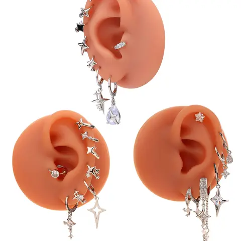 Star Design Dangle Earrings, Rhinestone Decor Earrings, High Quality Earrings Set, Fashion Jewelry for Party, Daily Clothing Decor, Trendy All-match & Exquisite Jewelry for Birthday Gift, Unique Design Earrings, Shining Earrings, Fashionable Earrings