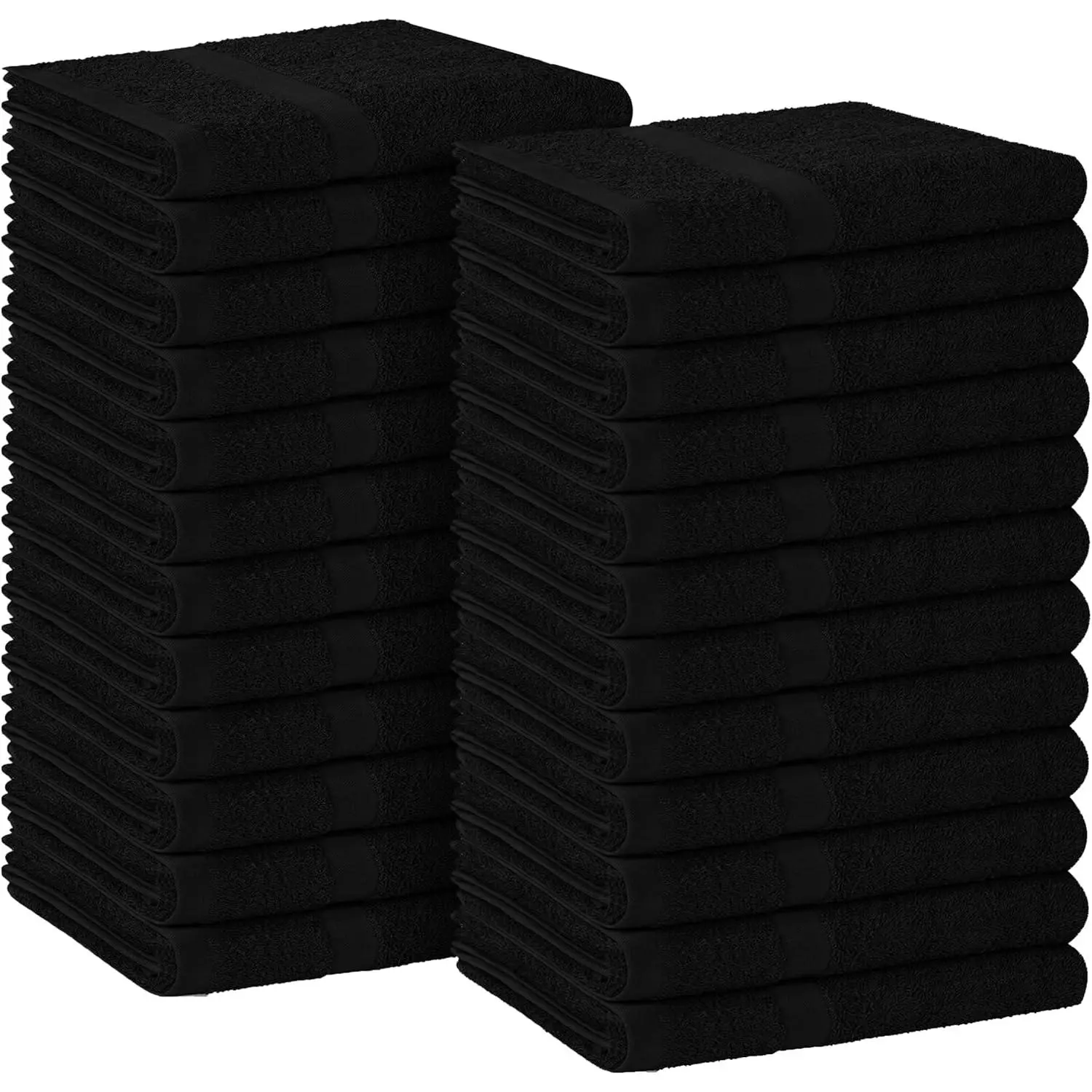 Salon Towel - Black Hand Towels Bulk Pack of 24 - 100% Cotton Absorbent Spa, Facial & Gym Towel for Working Out - 16x27 Inches (Not Bleach Proof)