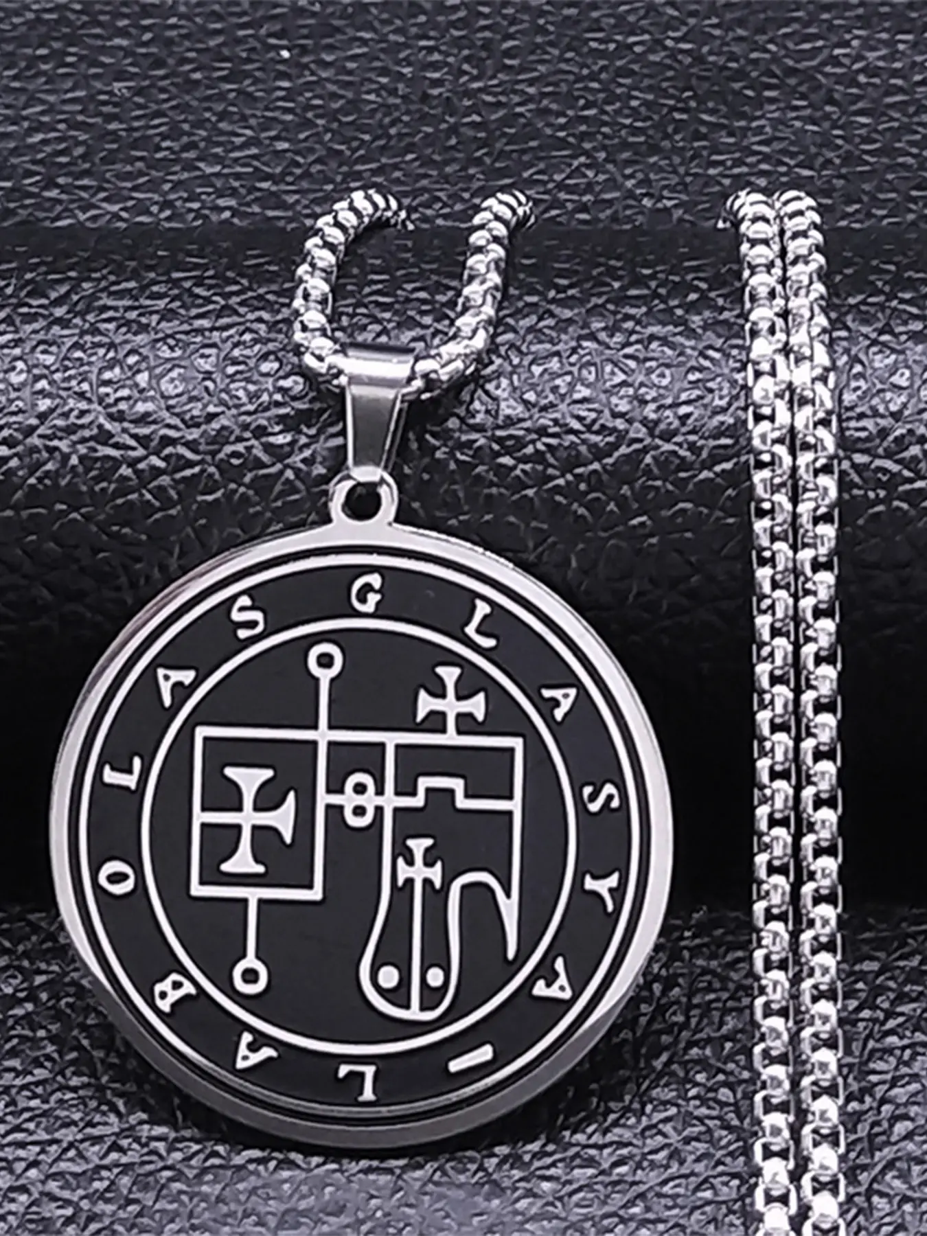 Glasya Labolas Goetia Talisman Necklace Stainless Steel Key of Solomon Sigil Chain Necklaces Jewelry colar masculino