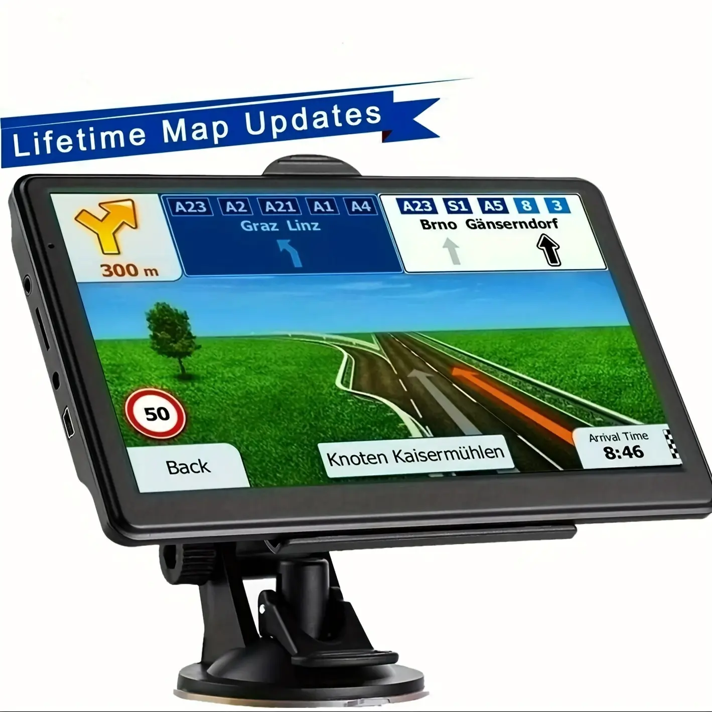 7-Inch High-Resolution Touch Screen Truck GPS Navigator - Trucking GPS with Entertainment, Satellite Navigation, 256MB+8GB System, Real-Time Traffic Updates, and Lane Guidance Car Gadgets Steering Automotive