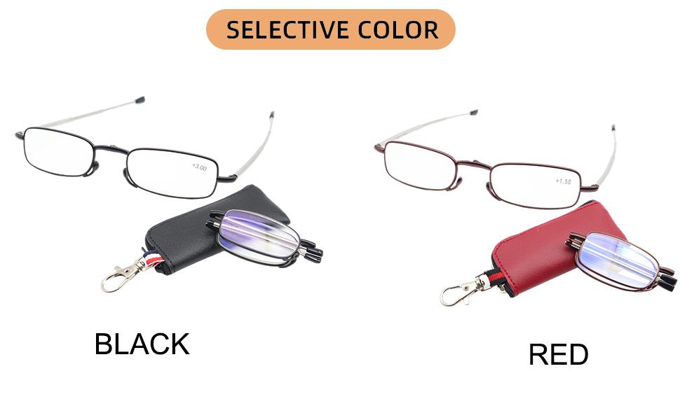 Folding Reading Glasses for Men Women Blue Light Blocking Readers with Keychain Compact Bags