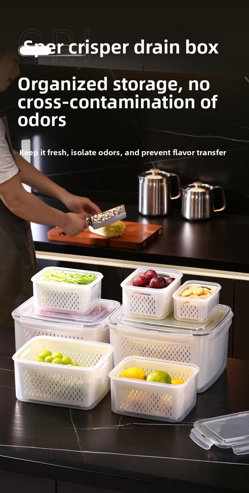 Multifunctional Crisper Box Set for Storage Drainage Microwaveable Airtight Leakproof Stackable Food Containers Ideal for Meal Prep Organization Foam Hinged Lid Container Sealing Bag Organizer with Cutter Compartmented Meal Prep Containers wrap bags fruit