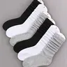 Women's 6 Pairs Solid Slouch Polyester Crew Socks, Casual Comfortable Breathable Mid Calf Socks for Daily Wear, Multipack Knit Hosiery for All Seasons, Slouch Socks, Crew Socks Women, Casual Comfy Socks