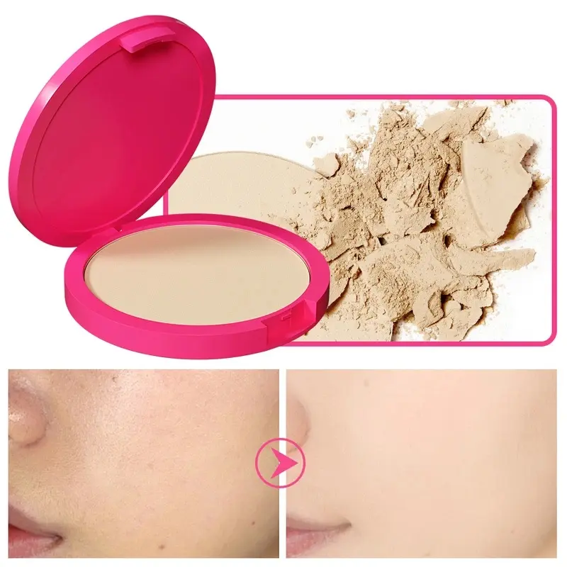 Natural Matte Pressed Powder Oil Control Brighten Whitening Face Base Foundation Compact Concealer Makeup Cosmetics Smooth Blemish