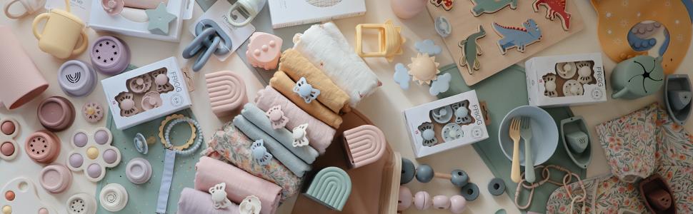 Baby's First Pacifier​ Set| Floral Heart 4-Pack| Made in Denmark| BPA-Free (Blush, 0-6 Months)