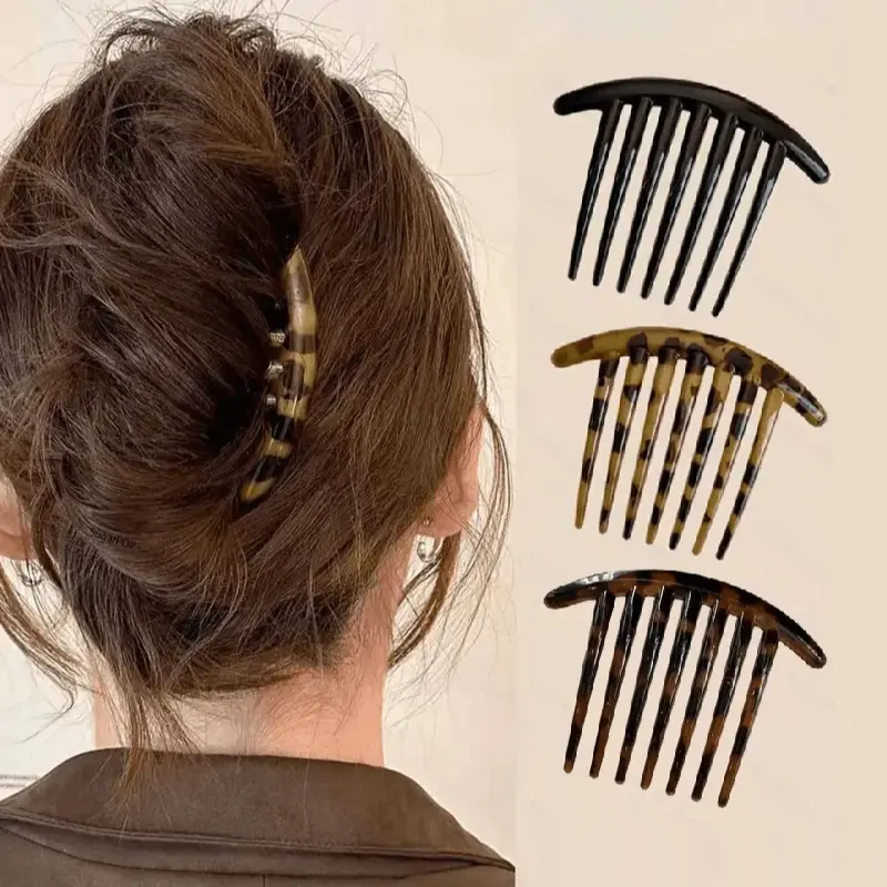 3-Piece French Braid Comb Set Lazy Bun Updo Hair Comb, French Braiding Styling Clips, Women's Hair Accessories, Hair Accessories For Braids, Hair Style Accessory