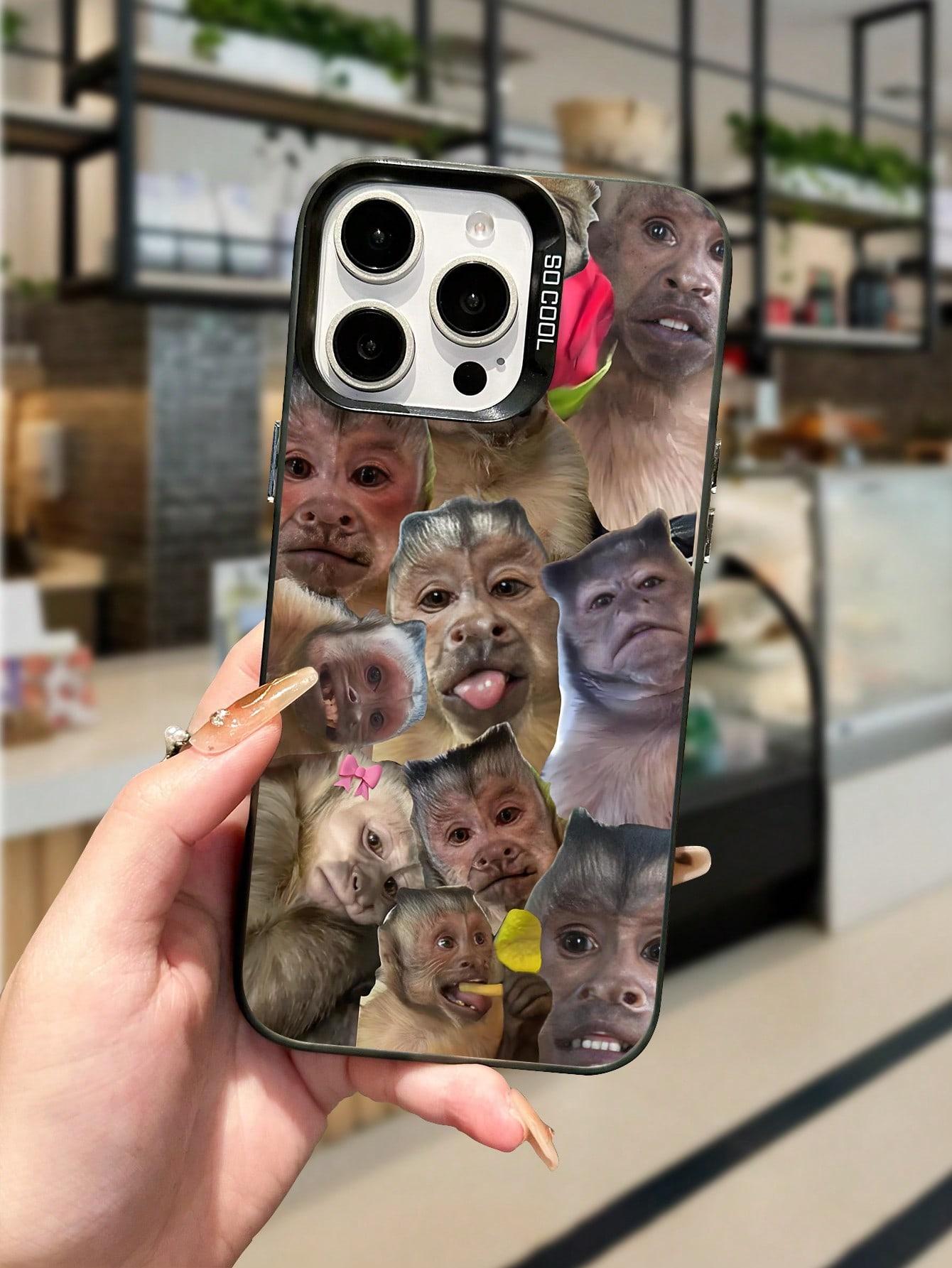 Expression Monkey Pattern TPU Soft Edge Phone Case (1-Pack) - Fun puzzle design, waterproof, shockproof, drop-proof, and scratch-resistant. Compatible with iPhone 17/16/15/14/13/12/11. A perfect holiday gift for friends, family, and yourself.