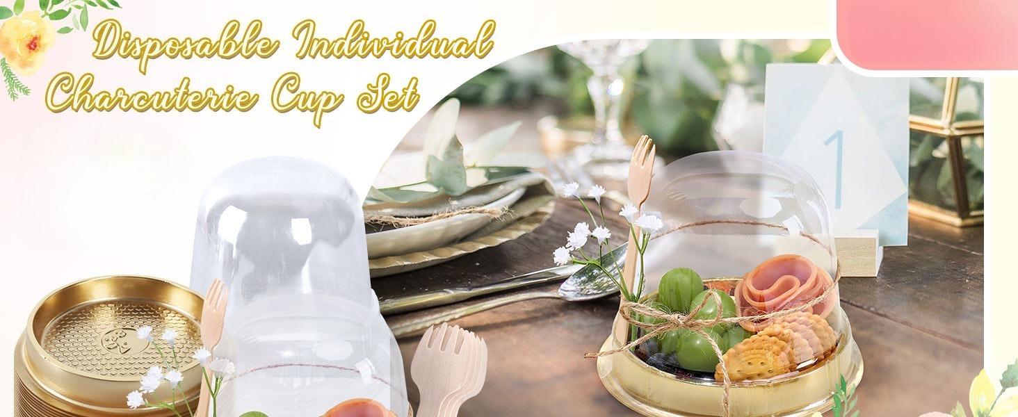 50 Sets Disposable Individual Charcuterie Cup Clear Plastic Round Cake Boxes with Dome Lids Mini Wooden Spork Rope for Outdoor Snack Packing Open Houses Gatherings Wedding Party Event 50 Sets Disposable Individual Charcuterie Cup Clear Plastic Round Cake Boxes with Dome Lids Mini Wooden Spork Rope for Outdoor Snack Packing Open Houses Gatherings Wedding Party Event