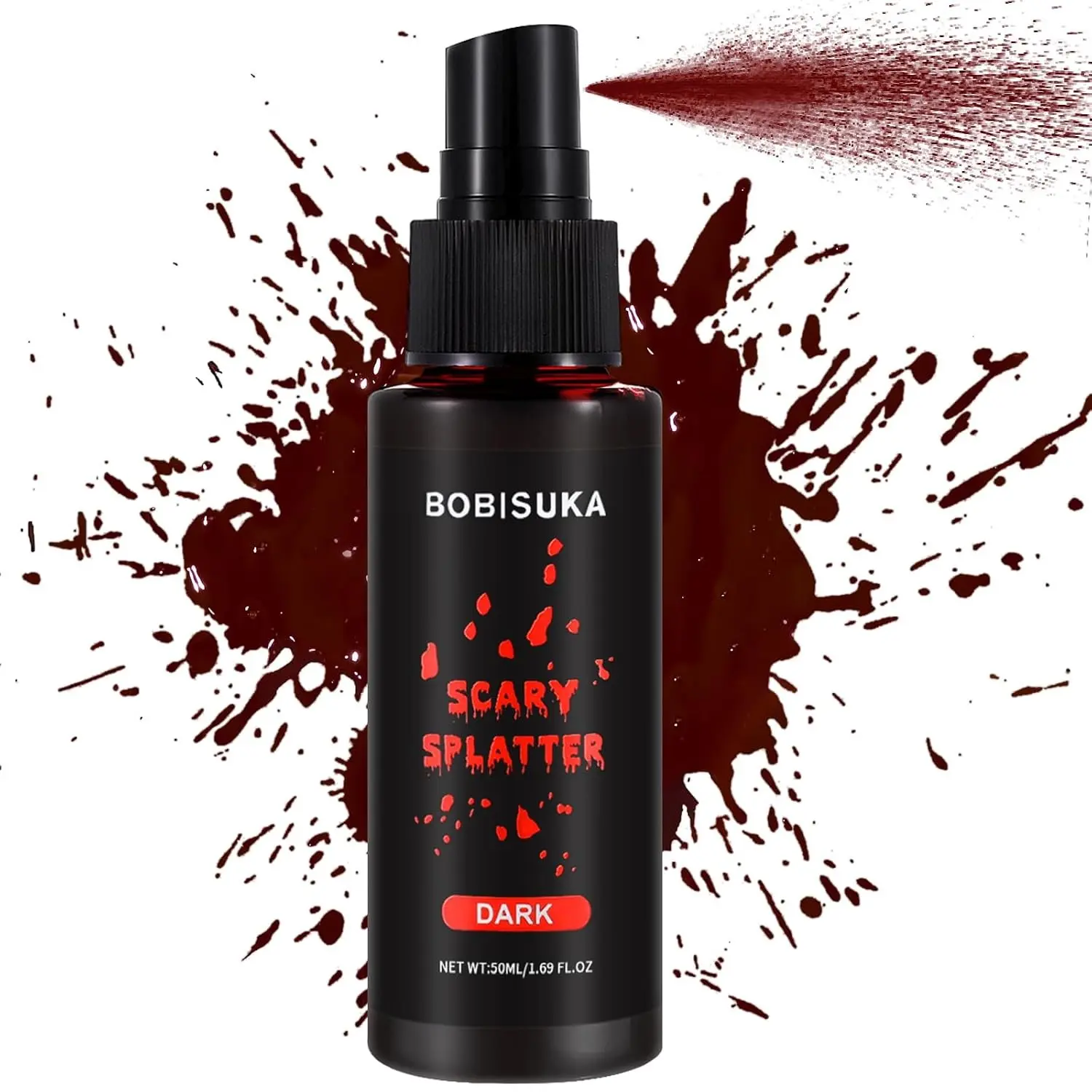 Realistic Fake Blood Spray, Washable SFX Makeup Blood (Dark,50ml) | Adjustable Spray Creates Realistic Splatter or Dripping Effects. Washes Off Easily for Halloween Cosplay, Vampire and ZombieGift