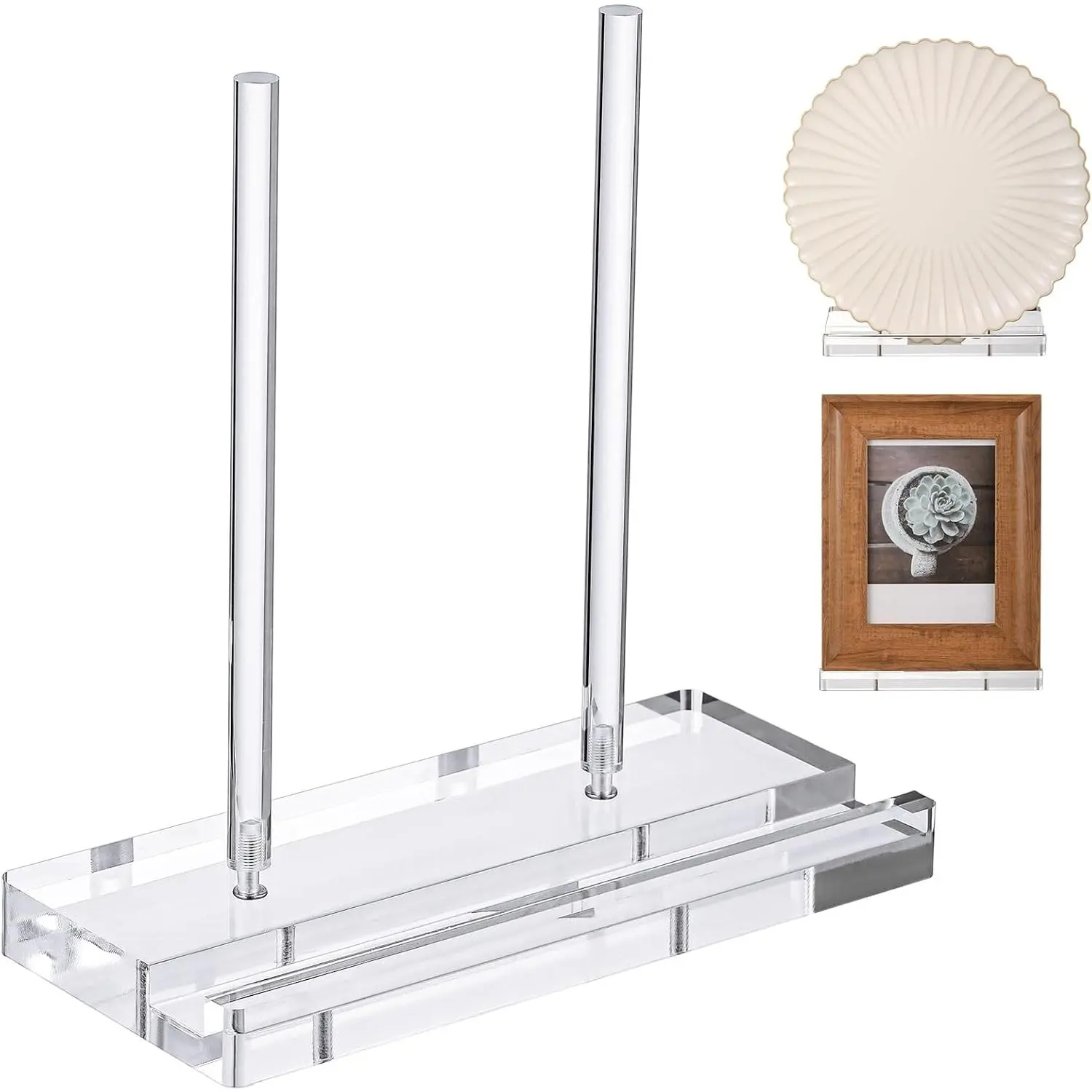 Tabletop Acrylic Display Stand Clear Easel Acrylic Book Display Holder Artwork Storage Rack for Picture Frame Albums Record Magazine Tablet Canvas Board(Clear,8 x 3.5 x 8 Inch)