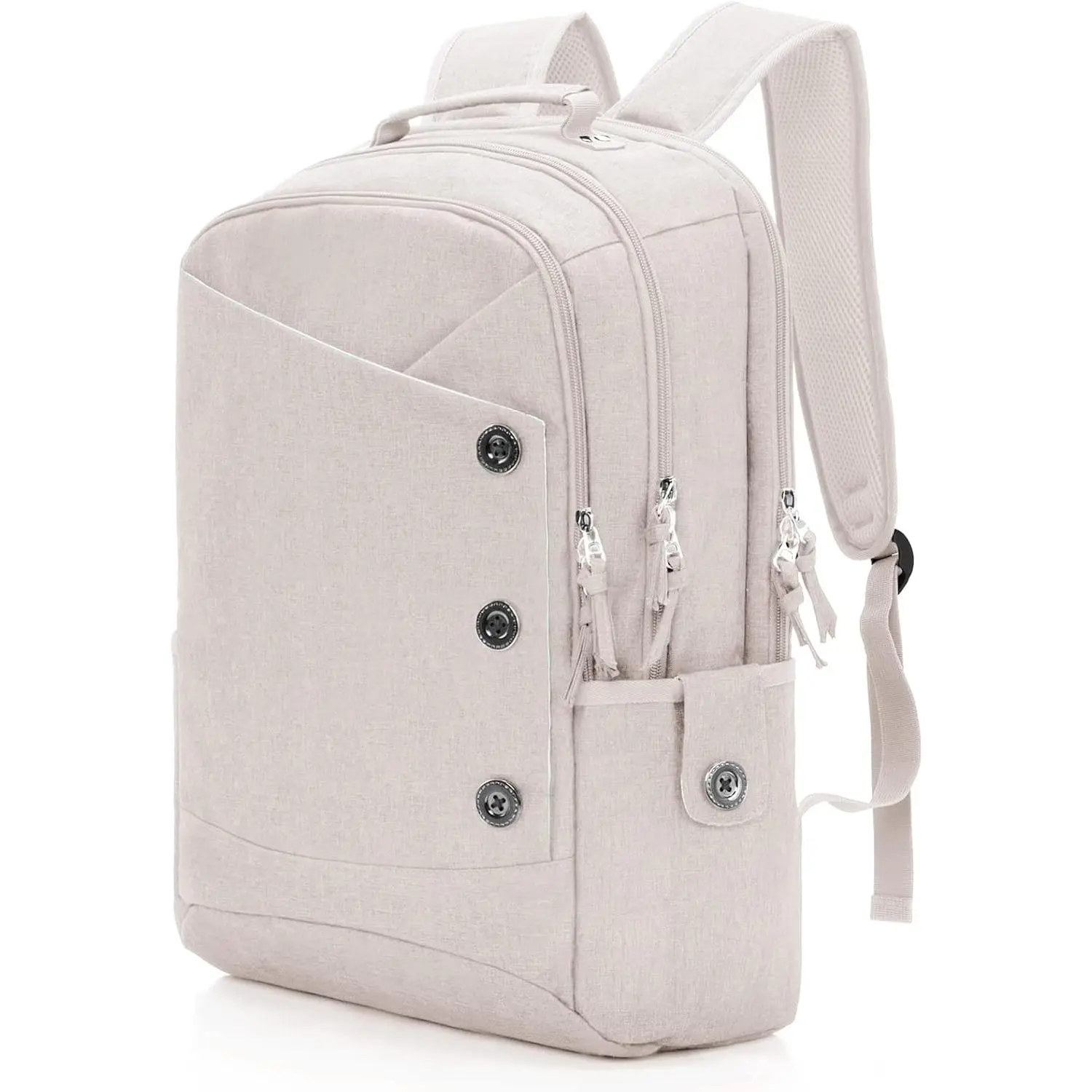 15.6 inch White Laptop Backpack, Stylish Daypack with USB  Port for Men Women, Water Resistant  Bag Notebook Bag Suitable for College Travel Work Gifts