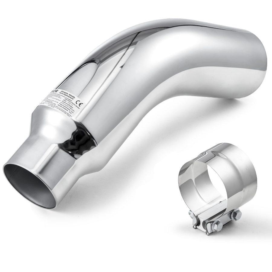 VEVOR Elbow Exhaust Tip, 4 Inch Inlet, 6 Inch Outlet, 23 in Overall Length, Chrome Turn Down Exhaust Tip with Clamp for Truck, Sedan, Sports Car, SUV, Chrome Structure for High Temperature Resistance