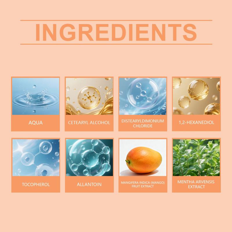 Gleamxi Mango Leave-In Conditioner for Smooth and Hydrated Hair, No Rinse Hydrating Scalp Treatment for Easy Hair Care