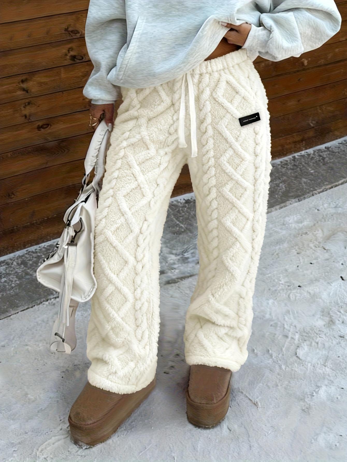 Women's Fleece Wide Leg Pants, Cozy Plush Winter Pants, Sherpa Lined Lounge Pants, Warm Wide Leg Sweatpants, Fuzzy Winter Trousers for Women