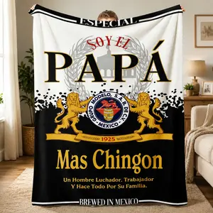 Soy El Papá Mexican-Inspired Fleece Blanket, Soft Warm Cozy Latino Throw Blanket For Adults And Children, Man Cave Decor, Sofa Chair Bed Accessories, Father’s Day Birthday Gift For Dad, Hispanic Families And Pet Lovers