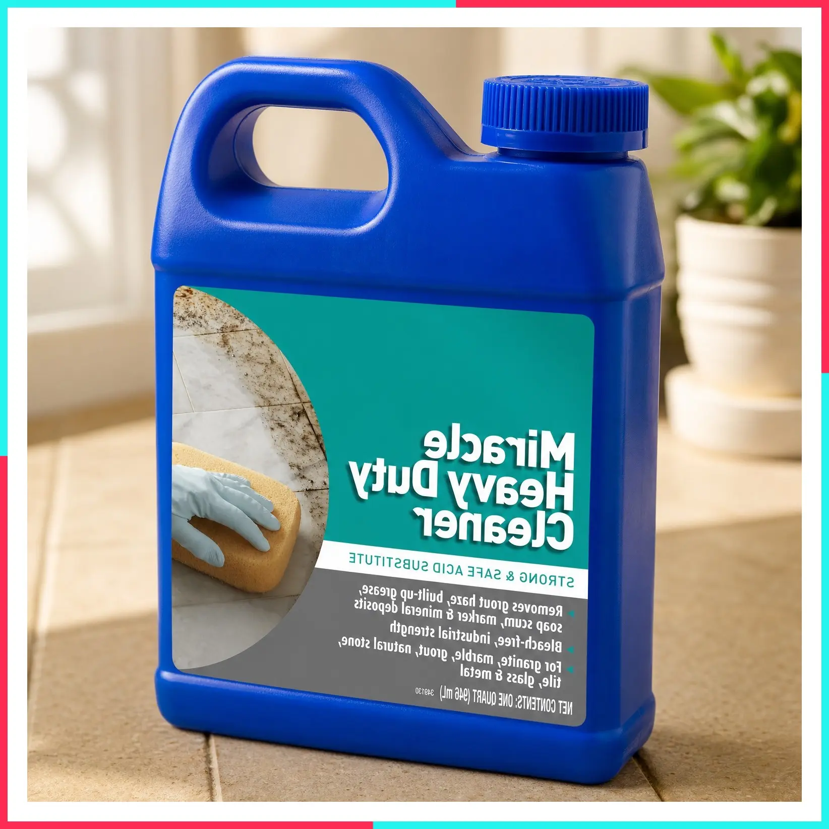 Heavy-Duty Non-Acidic Tile & Stone Cleaner, Quart – Safely Deep-Cleans and Removes Grout Haze, Soap Scum, Build-Up, Marker, Mineral Deposits & More from Natural Stone and Tile