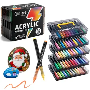 24/36/60 Color Acrylic Markers Pro Set, Ink Upgrade with Color Overlay Capability, Intelligent Ink System, Soft Tip, Modular storage box,for painting on a wide range of materials, including glass, ceramics, plastics, wood, stone, fabric, and black paper,