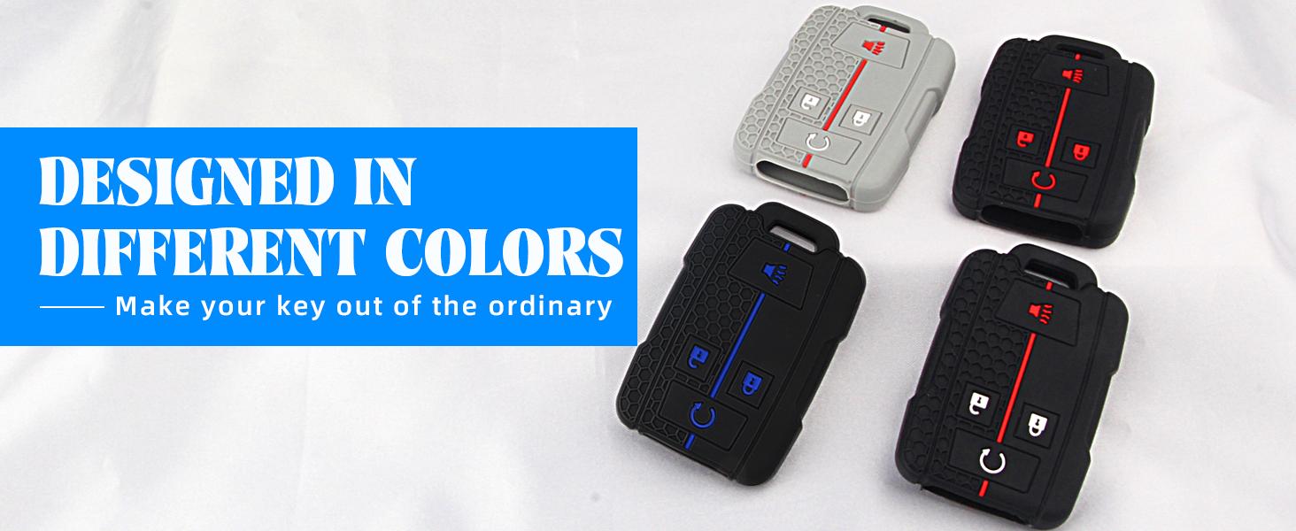 BASIC SUPPLY 2PCS for Chevrolet Key Fob Cover, Soft Silicone Key Shell Full Protection Compatible with GMC Chevy Colorado Silverado Suburban Tahoe Silverado Sierra Yukon Canyon (Black Blue+Black red) BASIC SUPPLY 2PCS for Chevrolet Key Fob Cover, Soft Silicone Key Shell Full Protection Compatible with GMC Chevy Colorado Silverado Suburban Tahoe Silverado Sierra Yukon Canyon (Black Blue+Black red)