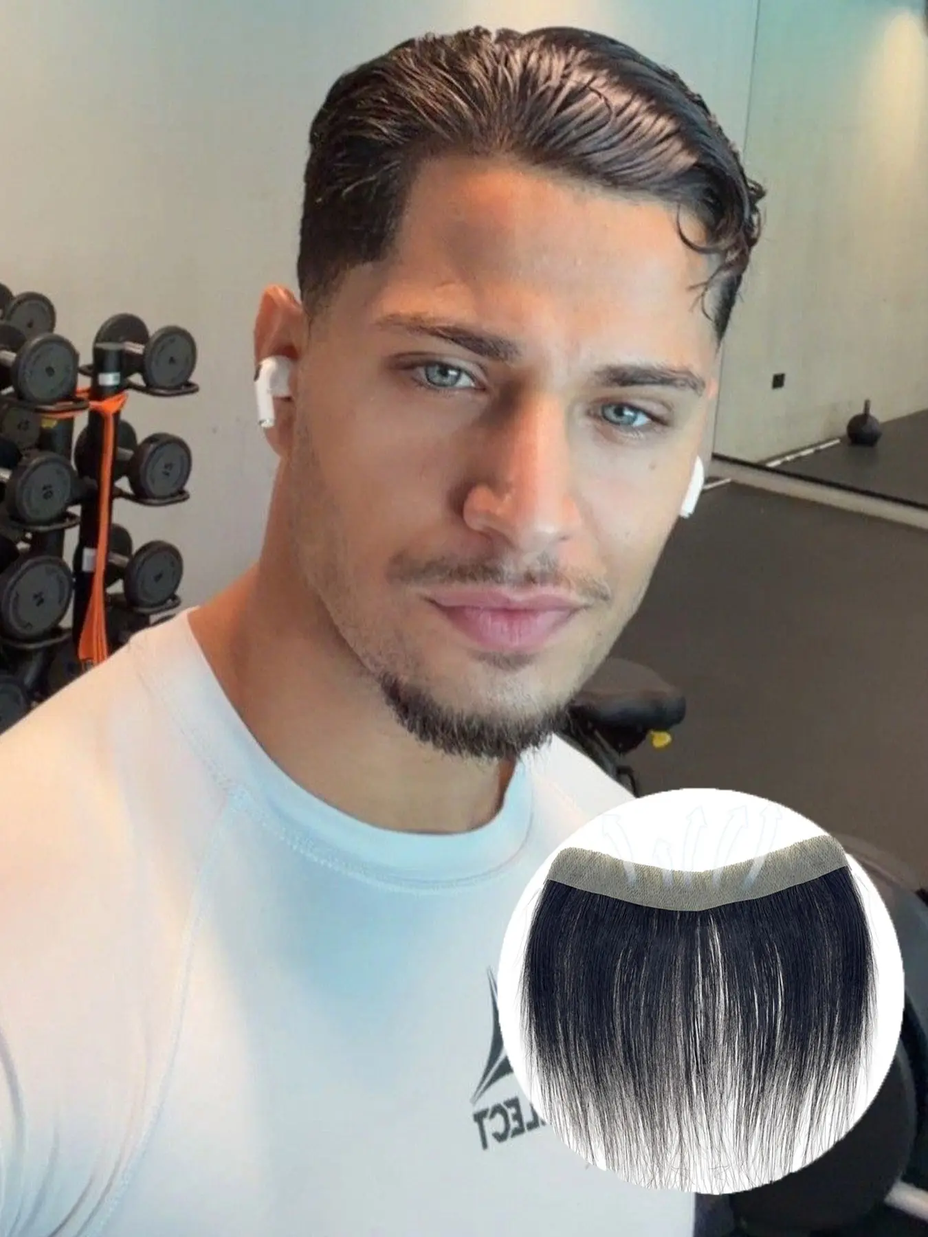 Men's Hairline Toupee Black Hair For Frontal Hairpiece 100% Real Human Hair V-Shape Topper Hairpiece PU Thin Skin Versatile Hair Solution for All Men