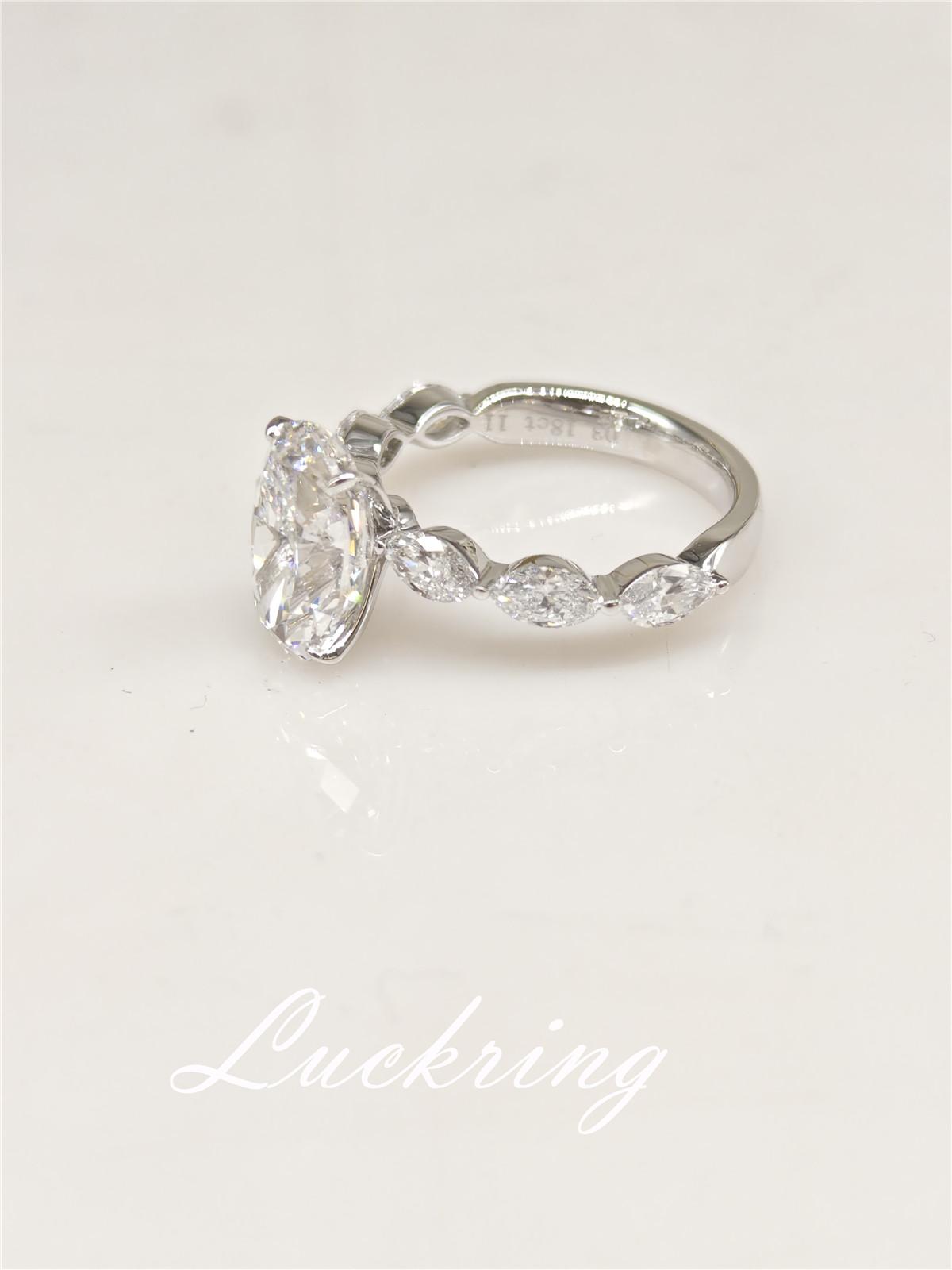 10K Solid Real gold Lab grown Diamond 4CT Oval IGI Diamond Ring Engagement ring Female MARQUISE 18K yellow gold wedding ring