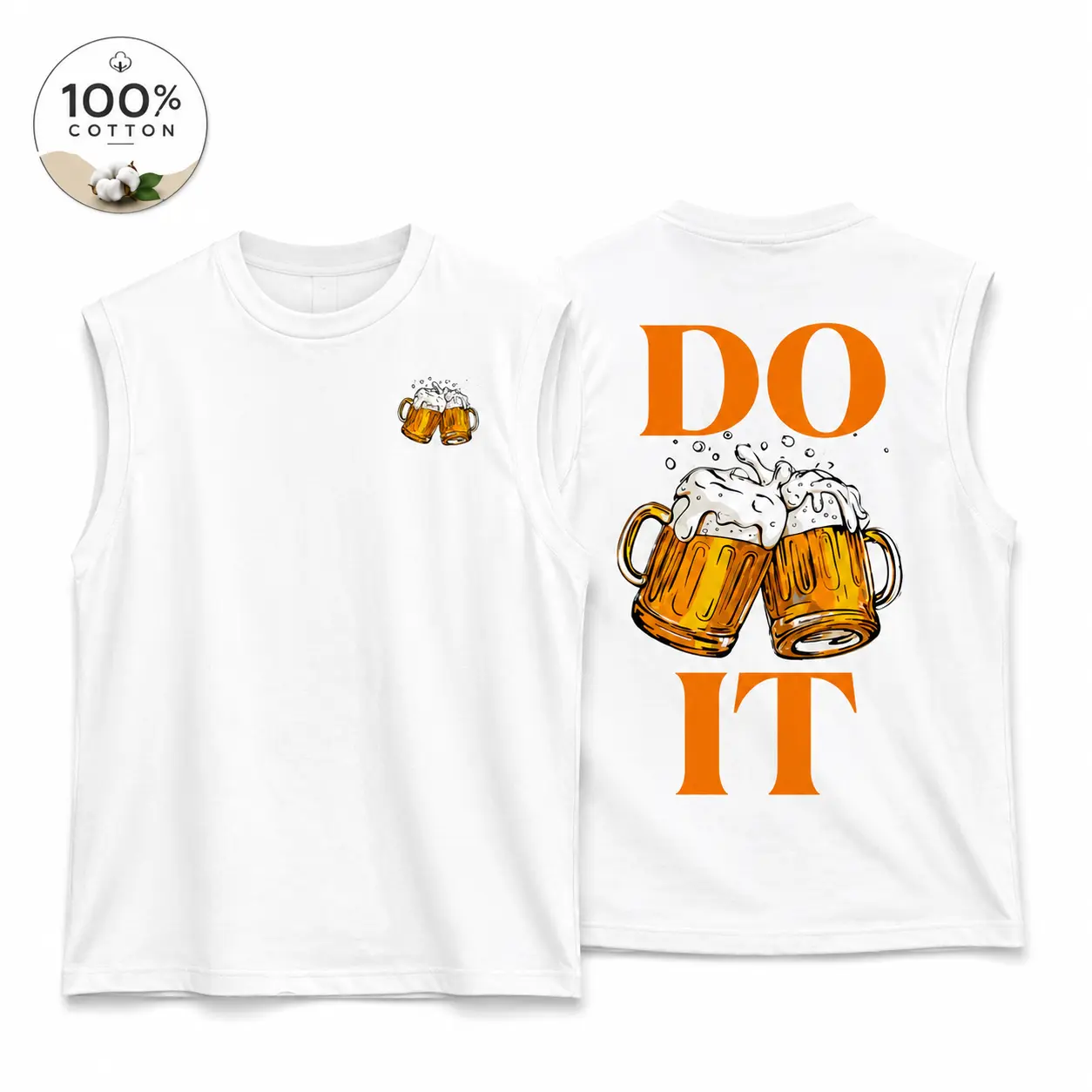 Men's Retro Graphic Cotton Tank Top, Loose-Fit Sleeveless Crew Neck for Casual Streetwear, Breathable All-Season, Hand Wash, Plus Sizes up to 4XL, All Seasons, Hand Wash Only