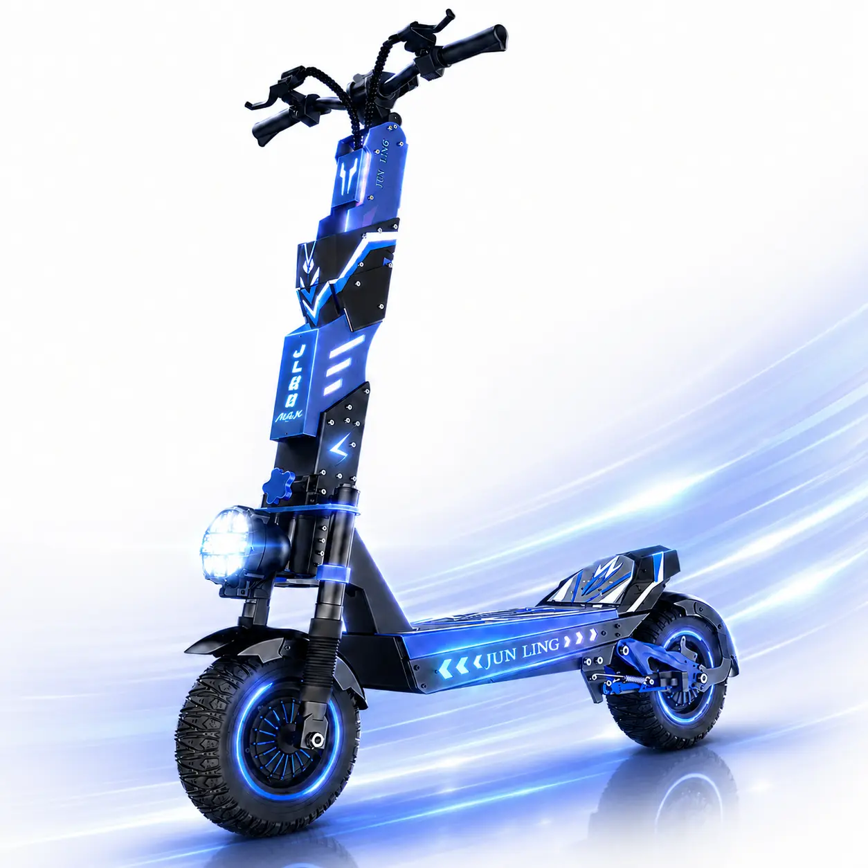 JL80Max Adult Electric Scooter, 6000W Dual Motor, 40 MPH Top Speed, 52 Mi Max Range, 60V/30AH Battery, Dual Suspension Hydraulic Braking System, 12" Off-Road Foldable Portable Commuter E-Scooter with Speaker