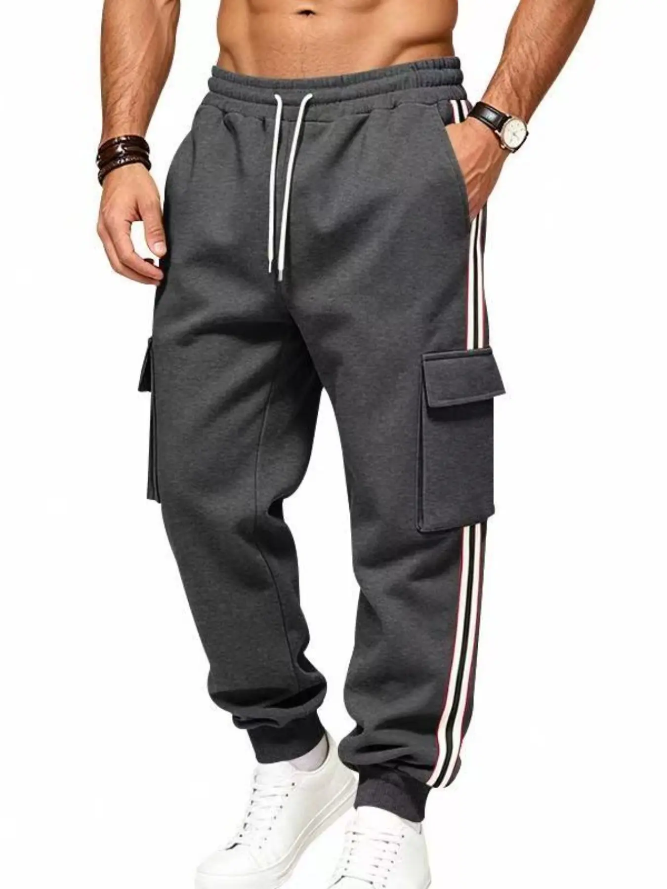 Men's Loose-Fit Casual Sweatpants, Winter Warm Plaid Design, Comfortable All Seasons Wear, Ideal for Daily Activities