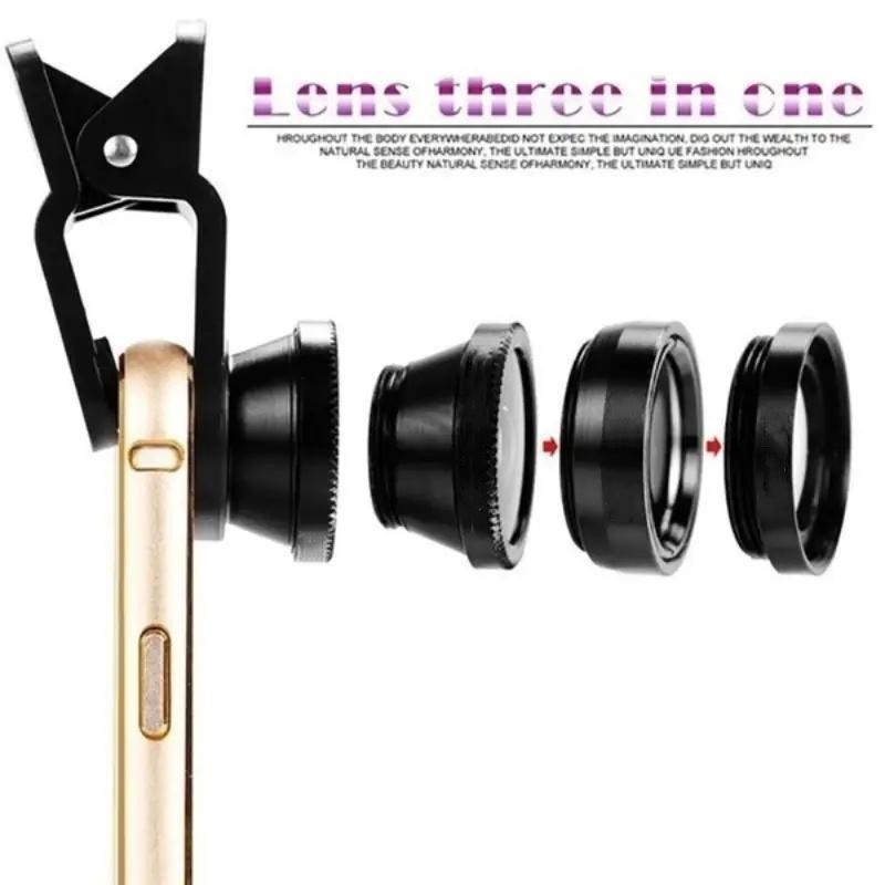 Universal Clip Lens Set, Professional 3 In 1 Mobile Phone Camera Lens, Portable Wide Angle & Fisheye & Macro Lens, Lens Kit for Mobile Phone, Cell Phone Accessories, Phone Lens Filter