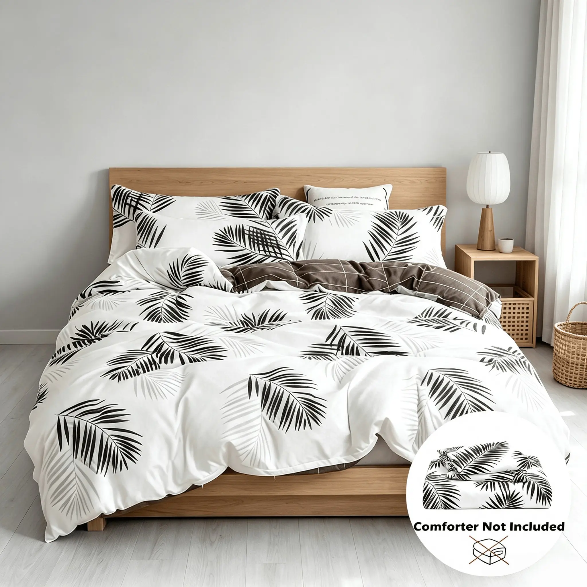 3Pcs Fresh Leaf Pattern Duvet Cover Set, Soft Microfiber Fabric, 1 Duvet Cover & 2 Pillowcases Included, Duvet Insert & Pillow Inserts Not Included, Tropical Plant Zipper Bedding, Machine Washable, Ideal Bedroom Decor Choice