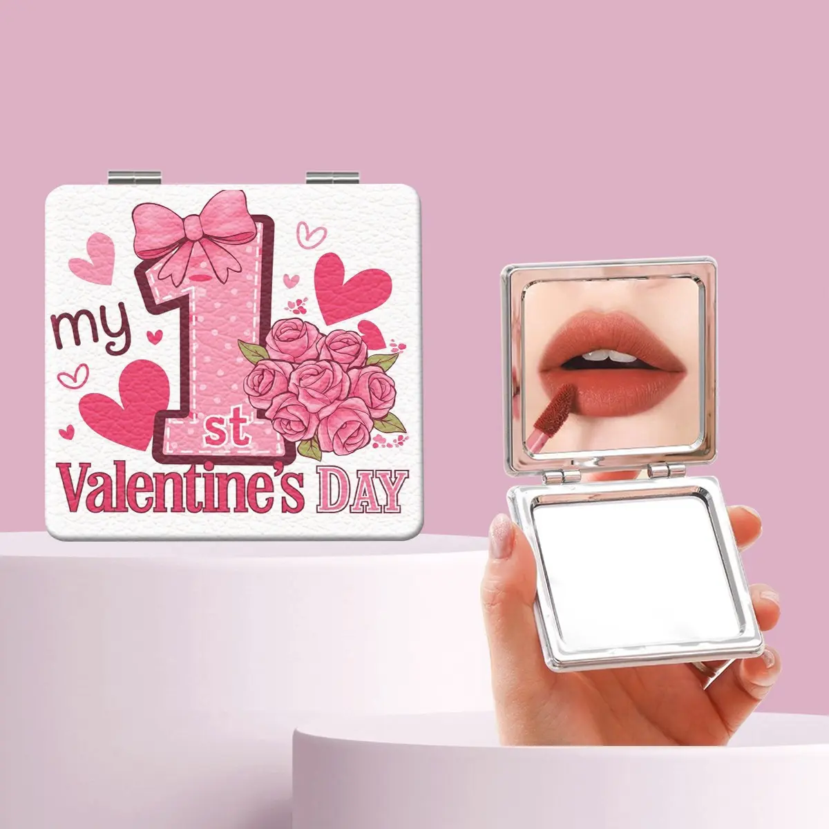 Cute Heart Flower Letter Makeup Mirror, Foldable Mini Handheld Mirror, Perfect for All Occasions, Ideal Gift for Friends and Family