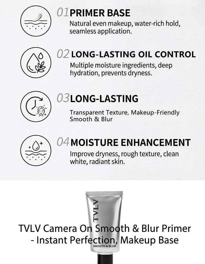 Ttlv Smooth Focus Makeup Primer, Oil Control Moisturizing, Invisible Pores, Long-Lasting Wear, 35ML, Perfect Base for Flawless Finish