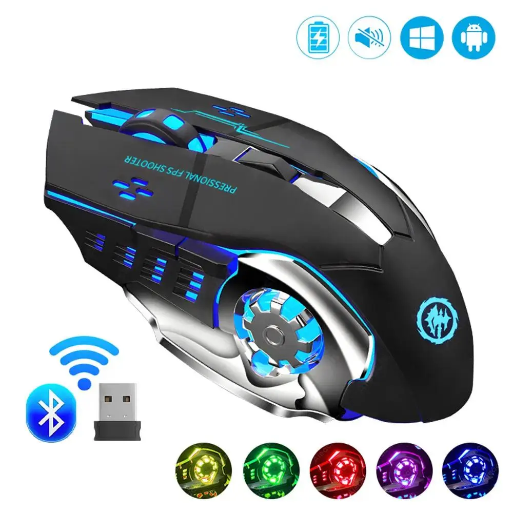2.4G Bluetooth Mouse Gaming Computer Rechargeable Wireless Mouse USB Mechanical E-Sports Backlight PC Gamer Mouse For Computer rapid fire key