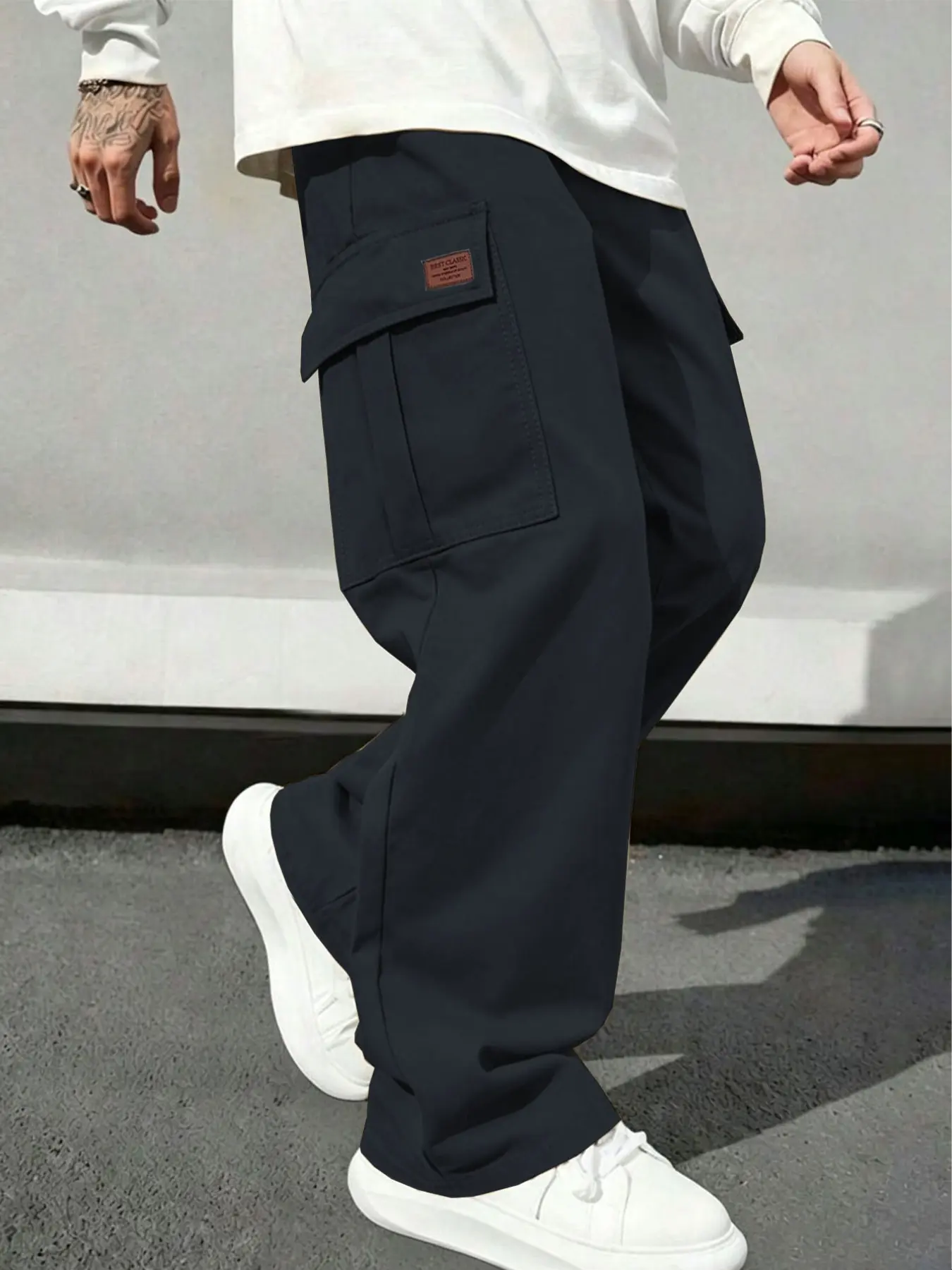 Men's Casual Straight Leg Work Pants, Woven Fabric, Spring & Fall Wear, Fashionable and Comfortable, Ideal for Daily Use