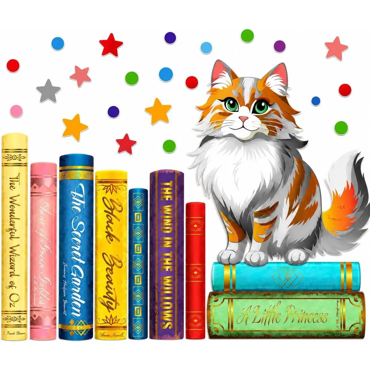 Cats Reading Wall  Stickers – Reading Corner Classroom  Wall Decor for  Room, Library, Homeschool, Book Nook Decoration
