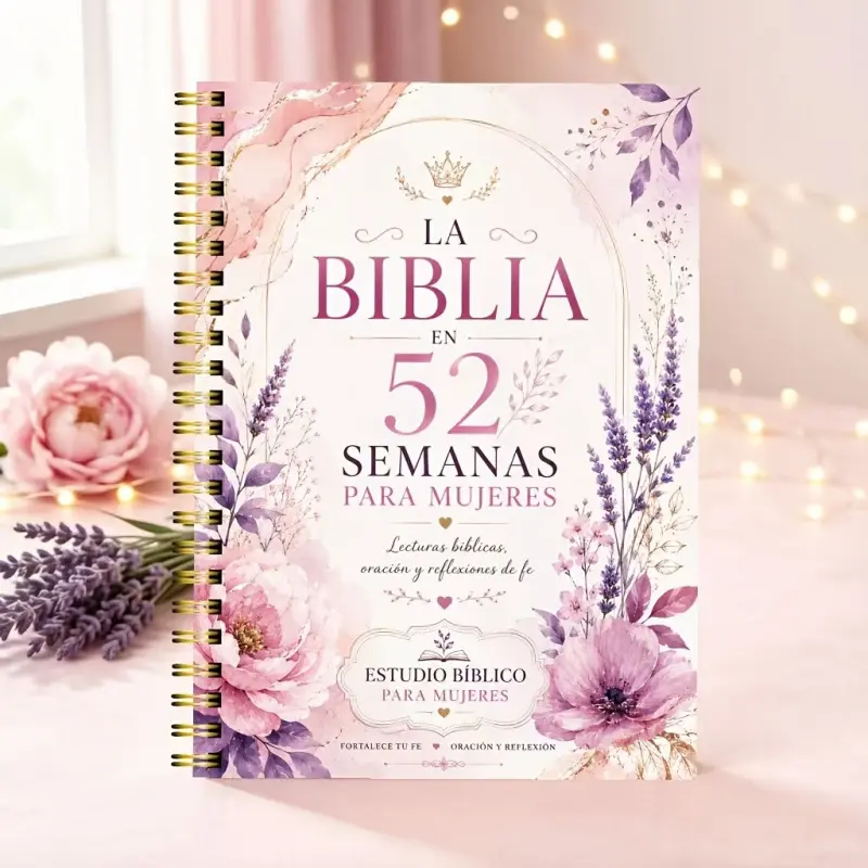 52-Week Women's Spanish Bible Study Handbook  Weekly Christian Study Journal, Floral Cover Design, Portable Scripture Planning Notebook, Perfect for Daily Devotions, Gifts, Office Use, and Spanish Learners