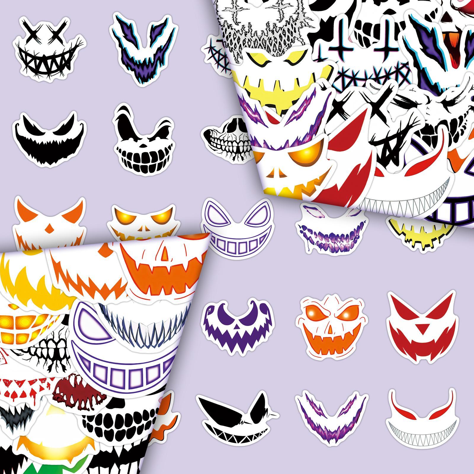 Face Pattern Sticker, 100pcs/set Creative Scary Face Design Decorative Sticker, DIY Decals for Water Bottle, Laptop, Phone Case