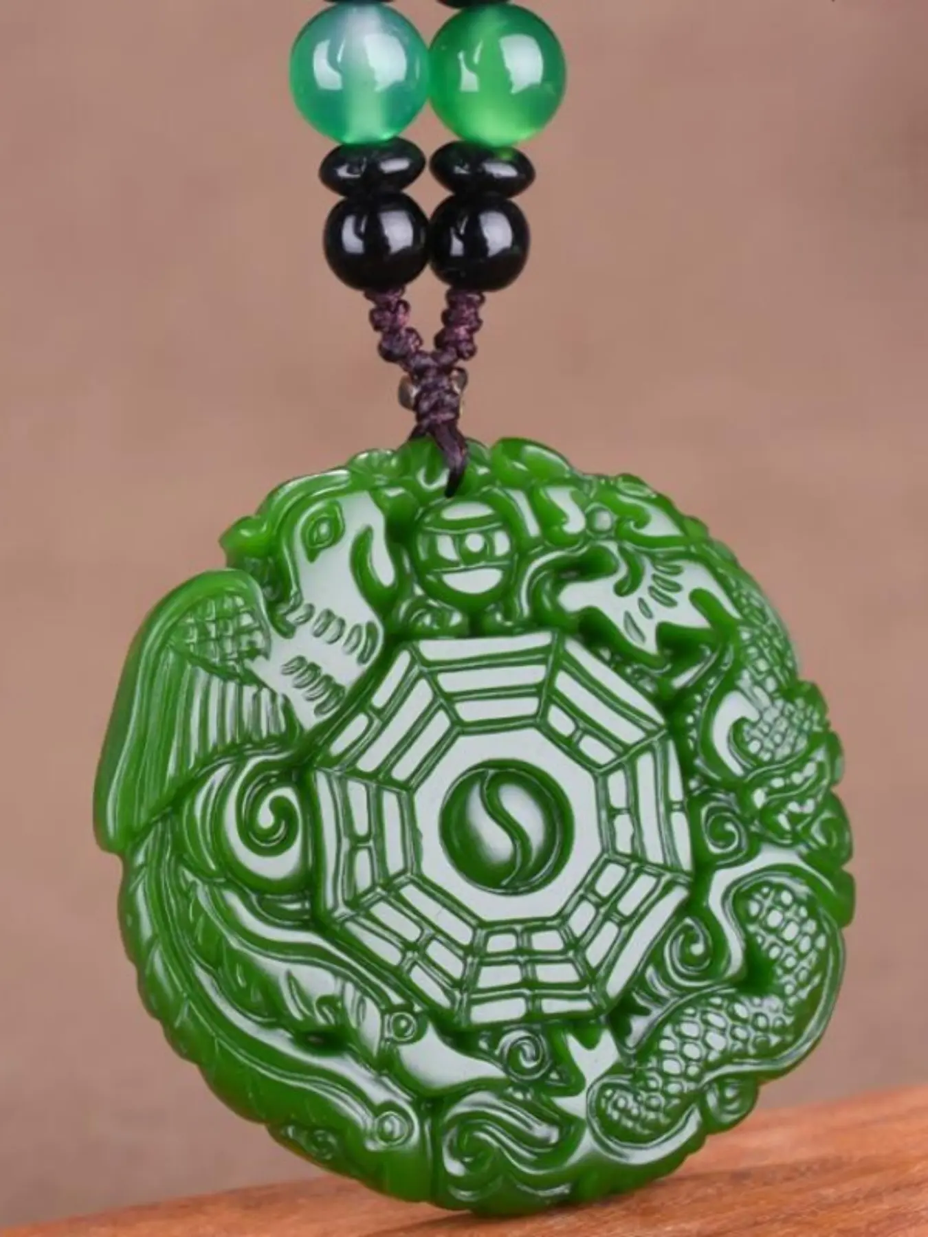 Dragon Phoenix Bagua Pendant Necklace, Unisex Jewelry Accessory, Elegant Design for Men and Women, Perfect Gift Idea