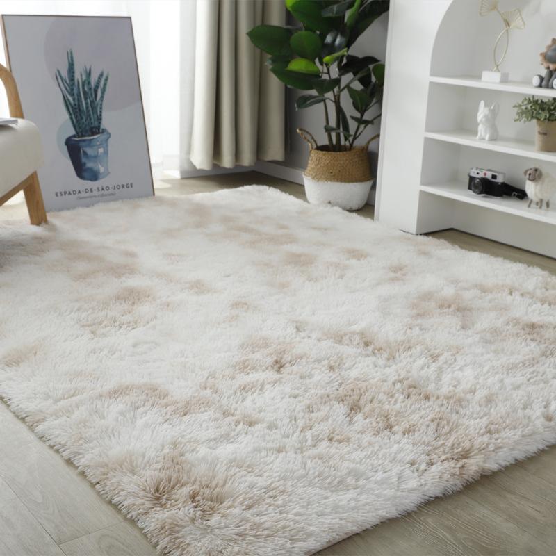 Washable Long Plush Tie-Dye Gradient Home Rug for Living Room, Bedroom, Sofa Side, Bedside and Bay Window
