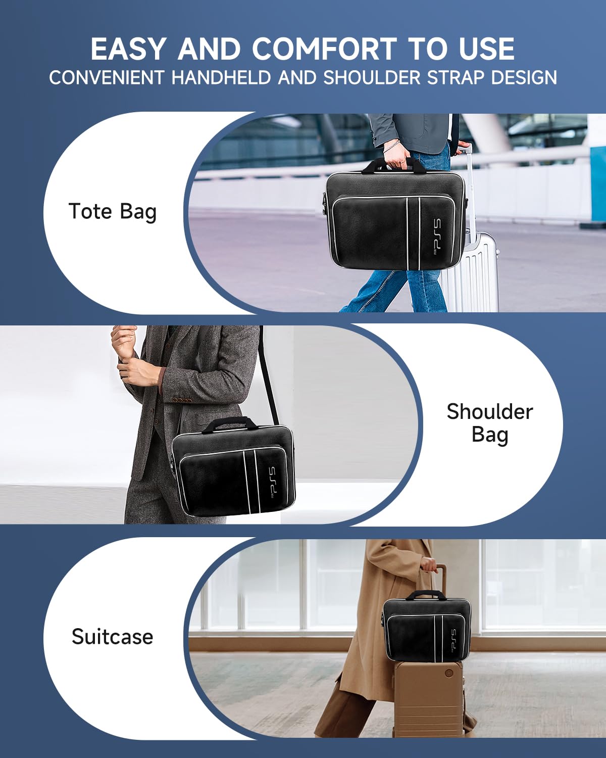 PS5 Carrying Case, Waterproof Shockproof Console Storage Bag with Shoulder Strap, Fits Disc & Digital Editions, Includes Controller Storage PS5 Carrying Case, Waterproof Shockproof Console Storage Bag with Shoulder Strap, Fits Disc & Digital Editions, Includes Controller Storage