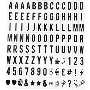 104Pcs Black Cinematic Lightbox Replacement Letters and Numbers for A4 Light Up Letter Box Message Board, 65.4x35mm, LED Light Box Not Included