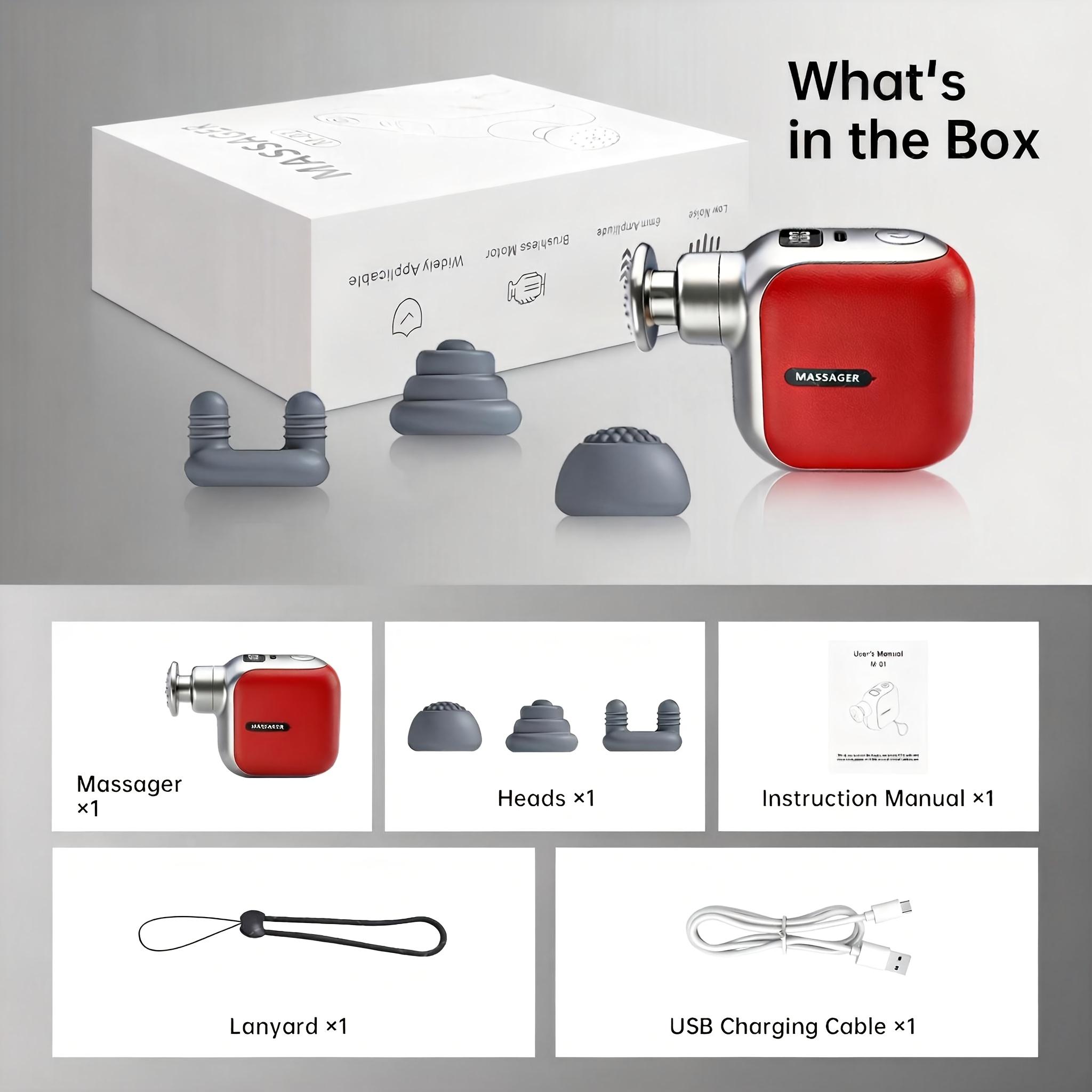 Pocket Power Mini Massage Gun Portable Impact Massager for Travel, Office, And Daily Use, Handheld Deep Tissue Massage Device with 6 Speed Settings And 3 Massage Heads, Thoughtful Gift for All