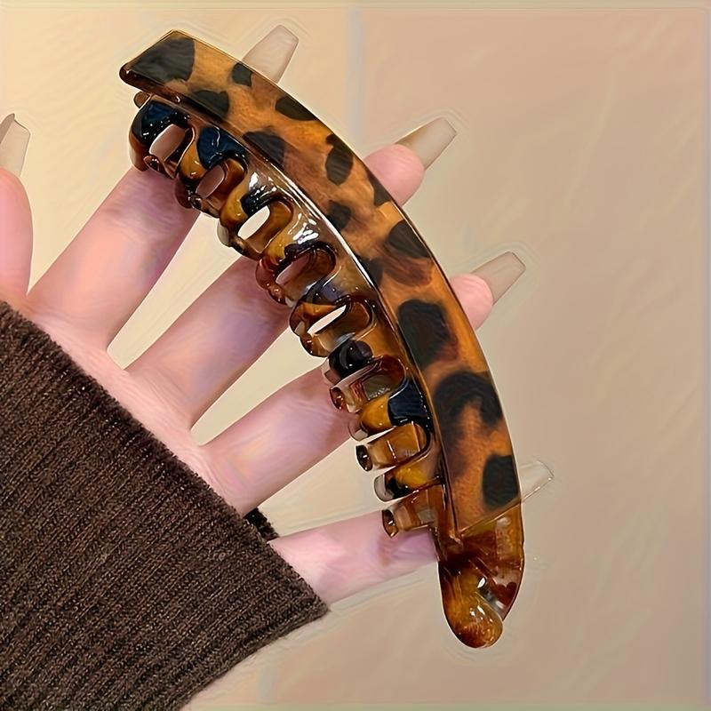 3pcs Set Large Hair Clips with Back Comb - Anti-Slip Vertical Banana Clips for Women's Ponytails, Volumizing Lift & Volume, Cross Glitter Decorated BB Belt Leopard Print - Heavy Duty Hair Clips for Braids, Buns, Updos