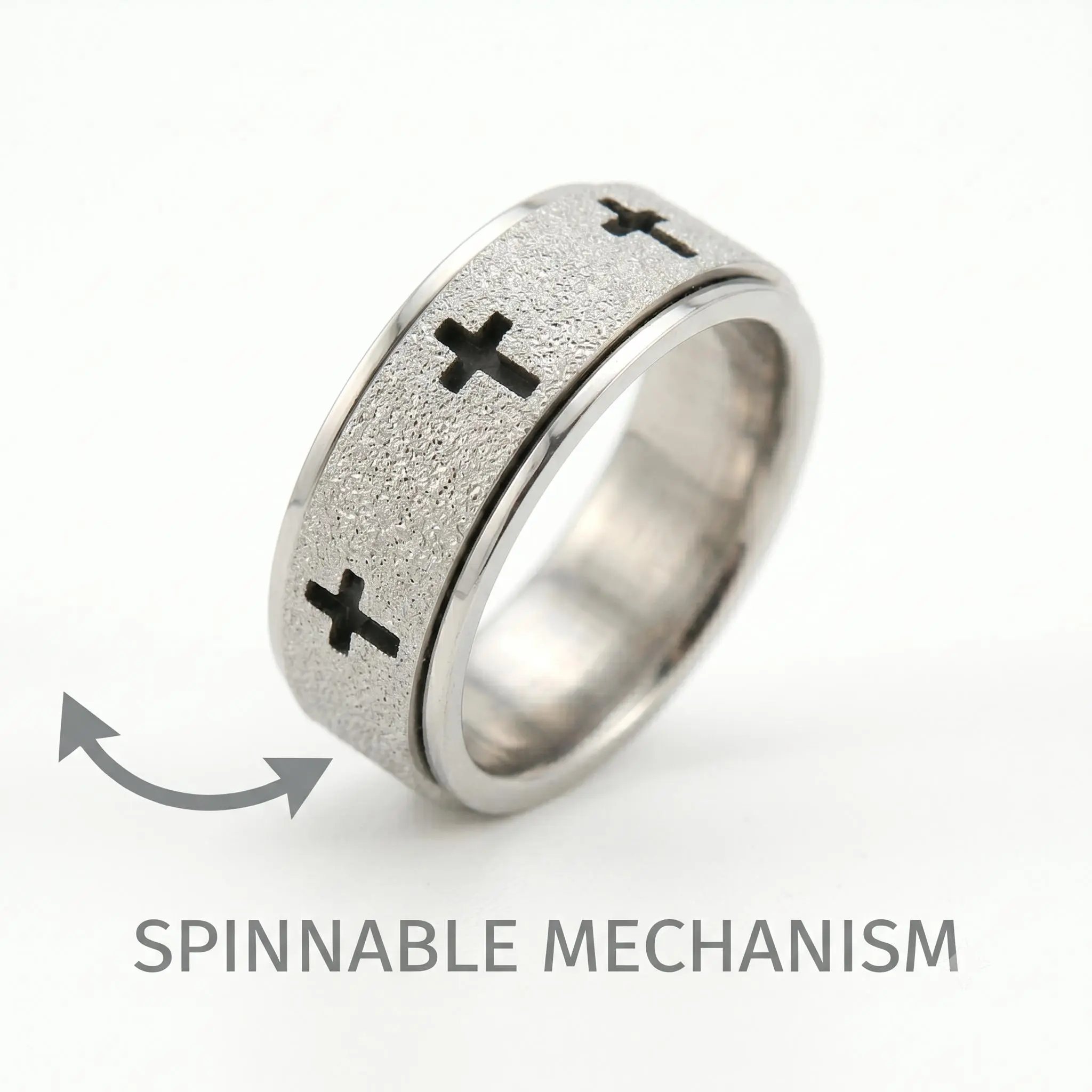 The Cross Anxiety Spinner Ring: Fidget Ring for Women - Anti-Anxiety Gift for Teen Girls & Boys