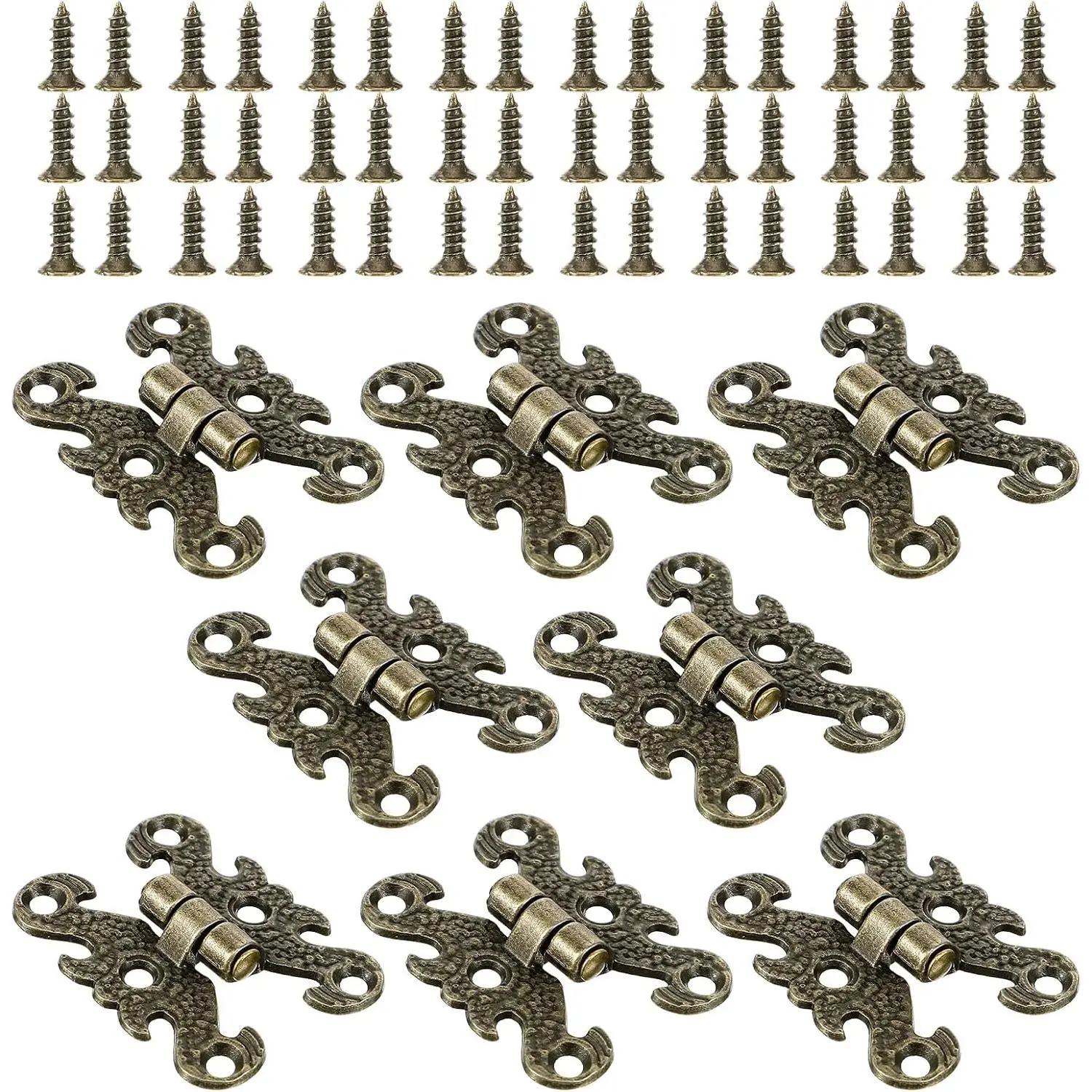 8Pcs Vintage H-Shape Hinge – 1.6 Inch Antique Mini Decorative Hinges with Screws, Rustic Folding Hinges for Jewelry Box, Small Wooden Boxes, Cupboard, Gate, Cabinet, Toolbox, Gift Box Decoration