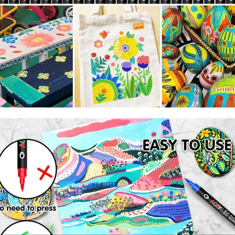 Acrylic Paint Marker Pen Set, 12/24/36pcs/set Double-ended Colored Marker Pen, Art Marker Pen Set for Drawing, Painting, DIY Holiday Party Graffiti, Acrylic Markers