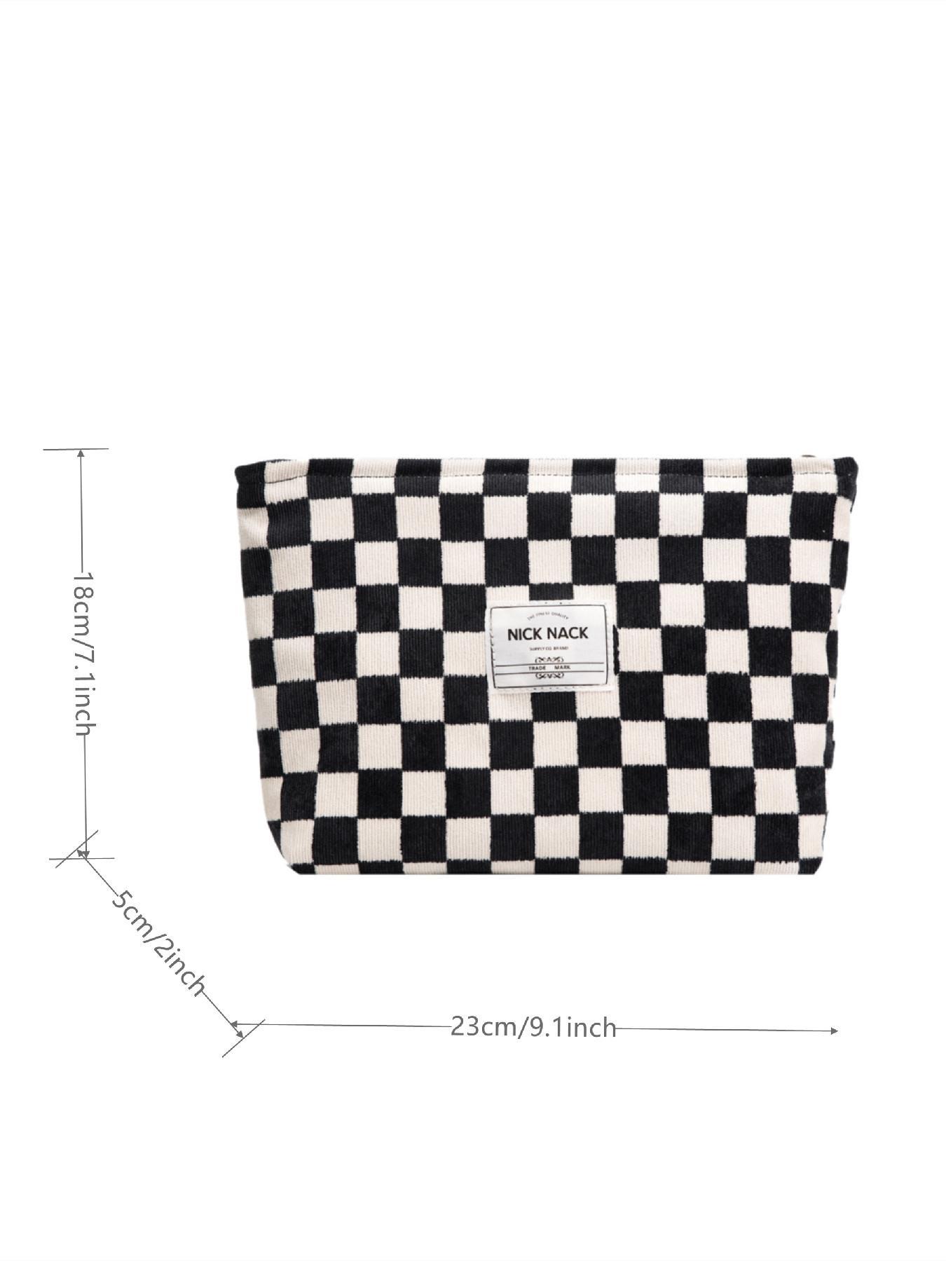 Plaid Pattern Makeup Bag, Fashionable Makeup Bag, Zipper Makeup Organizer Pouch, Versatile Cosmetic Storage Bag, Travel Cosmetic Bags, Handheld Cosmetic Pouch, Great for Skincare, Lotion, Cream, Lip Balm