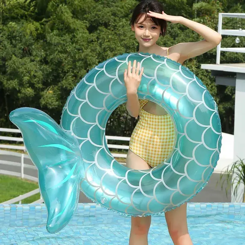 Inflatable Swimming Ring - Cute Look Water Sports Float, Chemical-Free Pool Float Tube for Outdoor Pool, Beach Party Supplies