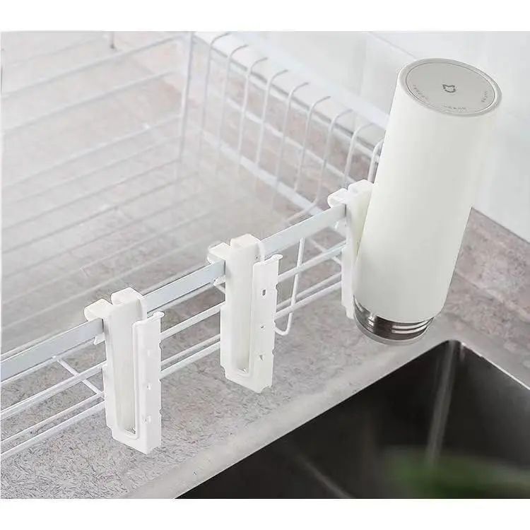 3-Piece White Plastic Hanging Drying Hooks for Dish Racks - No Drilling/Adhesive Home Organizer for Cups, Bottles, Mugs, Chopsticks, Shelf-Ready for Kitchen & Bath Use